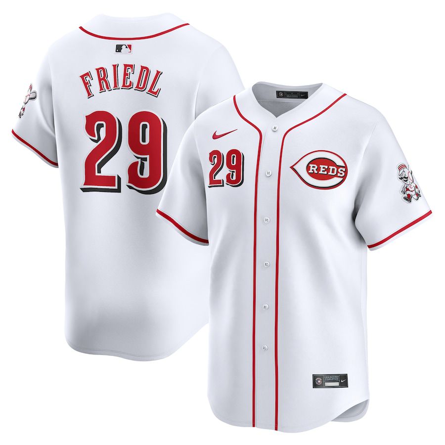 Men Cincinnati Reds #29 TJ Friedl Nike White Home Limited Player MLB Jersey